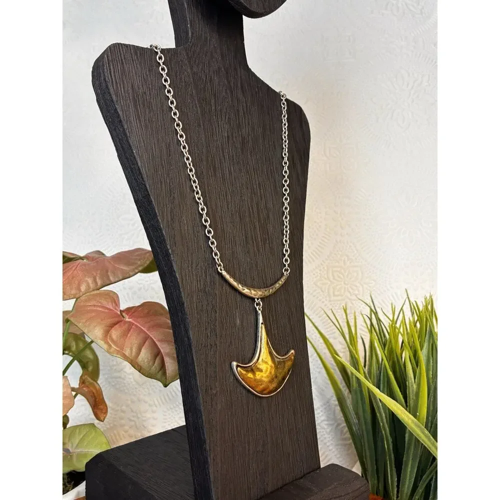 Bronze Hammer Head Shaped Pendant, Necklace, Silver Chain